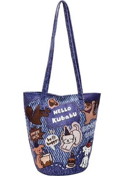 Karikatür Çizimi Kova Çanta 2025 Yeni Büyük Kapasiteli El Çantası Niş Tasarım Moda Çok Yönlü Omuz Çantası Kadın (Yurt Dışından)