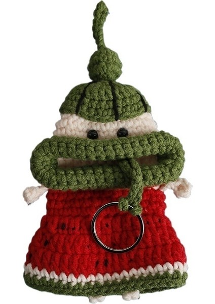 Karikatür El Dokuması Sosis Ağızlı Anahtar Çantası Yün Tığ Işi Çekmeli Anahtar Seti El Yapımı (Yurt Dışından)