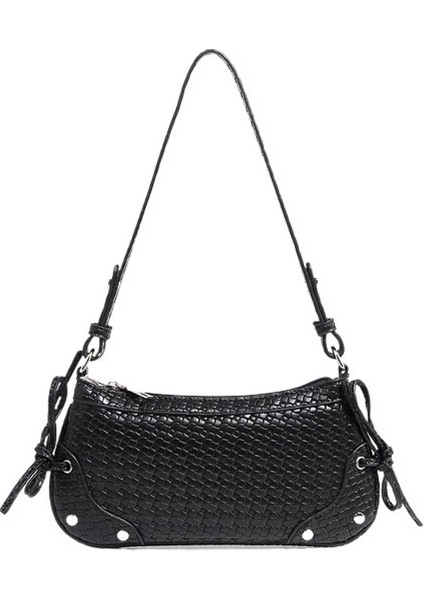 Sınır Ötesi Tasfiye Çok Yönlü Dokuma Koltuk Altı Çantası Ayarlanabilir Omuz Askısı Fiyonklu El Çantası Omuz Çantası Küçük Kare Çanta Kadın Çantası (Yurt Dışından)