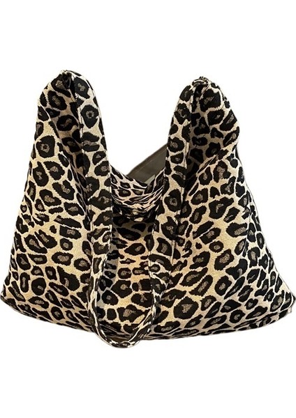 Büyük Kapasiteli Internet Ünlü Leopar Desenli Çanta Kadın Çantası Yeni Stil Trend Moda Doku Tek Omuz Koltuk Altı Çantası Kadınlar Için Şık Sırt Çantası (Yurt Dışından)