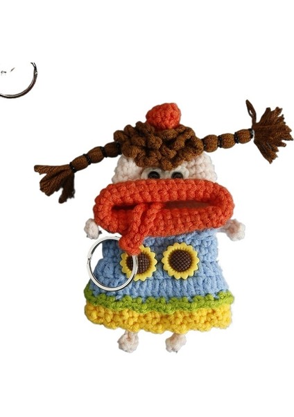 Karikatür El Dokuması Sosis Ağızlı Anahtar Çantası Yün Tığ Işi Çekmeli Anahtar Seti El Yapımı (Yurt Dışından)