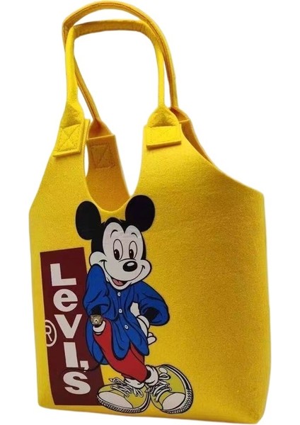 Keçe Çanta El Çantası Çizgi Film Öğrenci Sevimli El Çantası Hatıra Hediye Kutusu Keçe Kumaş El Çantası (Yurt Dışından)