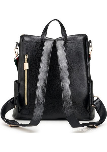 Yeni Kadın Çantası Çift Fermuarlı Büyük Kapasiteli Öğrenci Sırt Çantası Çapraz Üç Amaçlı Çanta Çizgili Kontrast Renk Yumuşak Pu Sırt Çantası (Yurt Dışından) fiyatları