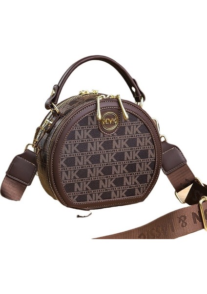 Kadınlar Için Tek Omuzlu Postacı Çantası Yeni Stil Basit ve Atmosferik Küçük Yuvarlak Çanta Kore Tarzı Trend Kişilik Büyük Kapasiteli Küçük Çanta (Yurt Dışından)