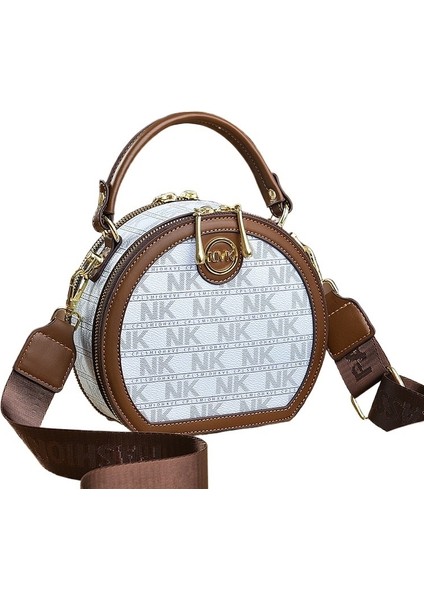 Kadınlar Için Tek Omuzlu Postacı Çantası Yeni Stil Basit ve Atmosferik Küçük Yuvarlak Çanta Kore Tarzı Trend Kişilik Büyük Kapasiteli Küçük Çanta (Yurt Dışından)