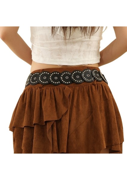 Retro Sokak Modası Içi Boş Halka Pu Deri Dikişli Karakteristik Bel Kemeri Çok Yönlü Boncuklu Kadın Kemeri (Yurt Dışından) fiyatları
