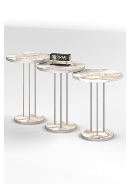 Zigon Sehpa – 1. Sınıf Metal Ayaklı, PVC Bantlı Levha Tablalı, 34-22 cm Çap, Salon ve Oturma Odasına Uygun Şık ve Fonksiyonel Tasarım indirimleri