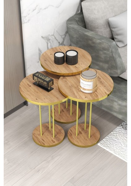 Ceviz Zigon Sehpa Seti – Şık ve Dayanıklı 3'lü Yan Sehpa Takımı, Salon ve Oturma Odası İçin fırsatları