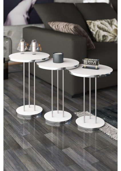 Yonga Levha ve Metal 3'lü Zigon Sehpa Seti – PVC Kenar Bantlı, 34 cm ve 22 cm Tabla Ölçülü, Salon ve Oturma Odası için Şık ve Dayanıklı Tasarım modelleri