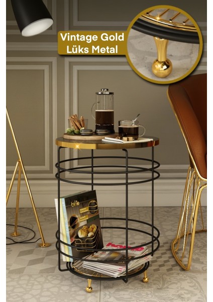 Metal ve Suntalam Zigon Sehpa – Altın Renk Ayaklı, Paslanmaz, Suya Dayanıklı, 40x40x55 cm, Salon ve Oturma Odası için Şık ve Fonksiyonel Tasarım indirimleri