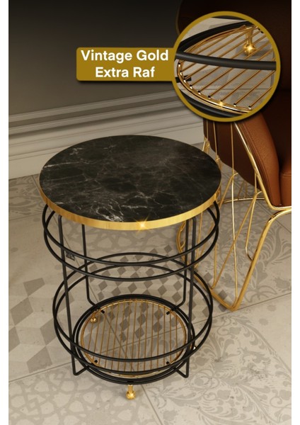 Metal ve Suntalam Zigon Sehpa – Altın Renk Ayaklı, Paslanmaz, Suya Dayanıklı, 40x40x55 cm, Salon ve Oturma Odası için Şık ve Fonksiyonel Tasarım