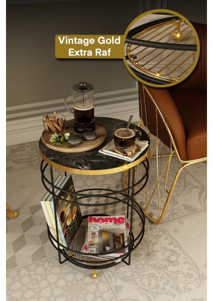 Metal ve Suntalam Zigon Sehpa – Altın Renk Ayaklı, Paslanmaz, Suya Dayanıklı, 40x40x55 cm, Salon ve Oturma Odası için Şık ve Fonksiyonel Tasarım