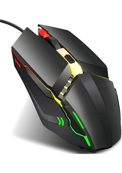 Ofis Faresi Renkli Işıklı Fare Klavye Oyun Faresi USB Kablolu Fare (Yurt Dışından)