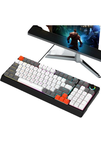 K98 Gerçek Mekanik Klavye Mavi Eksen Kırmızı Eksen Kablolu Iki Renkli Enjeksiyon Süblimasyon Tuş Takımı Oyun Çevre Birimleri (Yurt Dışından)
