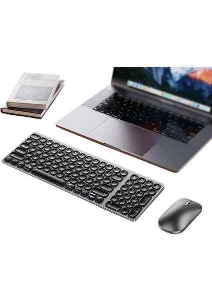 Klavye ve Fare Iki Parçalı Set Kablosuz Klavye ve Fare 2.4g Bluetooth Ultra Ince Sessiz Çift Modlu Iş Bilgisayarı Ofis Klavyesi (Yurt Dışından)