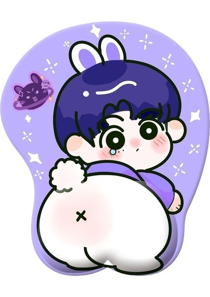 Bilek Mouse Pad 3D Çizgi Film Bilek Desteği Pedi Silikon Mouse Pad Üç Boyutlu Bilek Desteği Pedi Silikon Bilek (Yurt Dışından)