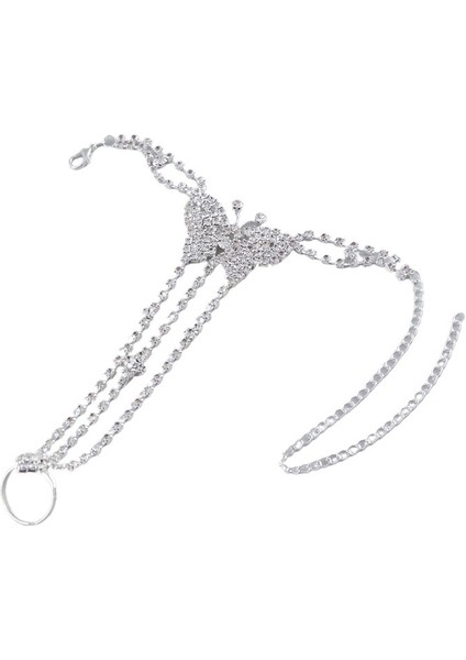 Sıcak Satış Kelebek Bilekliği Yaz Plaj Modası Retro Yapay Elmas Pençe Zinciri Parmak Ayak Süsleri ile (Yurt Dışından)