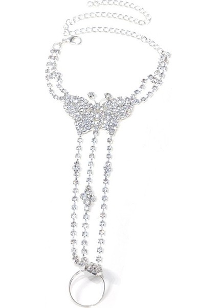 Sıcak Satış Kelebek Bilekliği Yaz Plaj Modası Retro Yapay Elmas Pençe Zinciri Parmak Ayak Süsleri ile (Yurt Dışından) fırsatları