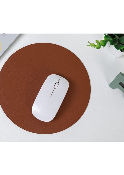 Küçük Taze Yuvarlak Deri Mouse Pad Küçük Düz Renk Taşınabilir Basit Deri Masa Pedi Bilgisayar Mouse Pad (Yurt Dışından)