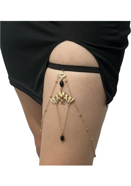Yaz Yarasa Kolye Siyah Kristal Bacak Zinciri Elastik Zincir Yarasa Bacak Halkası Kadın Sıcak Kız Uyluk Zinciri (Yurt Dışından)
