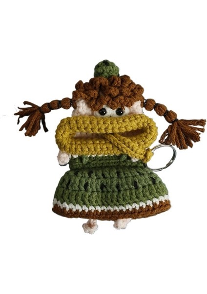 Karikatür El Dokuması Sosis Ağızlı Anahtar Çantası Yün Tığ Işi Çekmeli Anahtar Seti El Yapımı (Yurt Dışından)