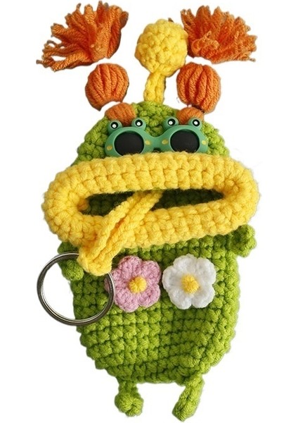 Karikatür El Dokuması Sosis Ağızlı Anahtar Çantası Yün Tığ Işi Çekmeli Anahtar Seti El Yapımı (Yurt Dışından)