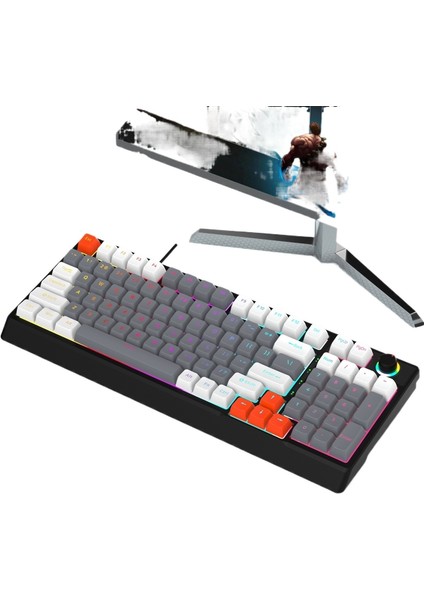 Game K98 Gerçek Mekanik Klavye Mavi Eksen Kırmızı Eksen Kablolu Iki Renkli Enjeksiyon Süblimasyon Tuş Başlıkları Oyun Çevre Birimleri (Yurt Dışından)