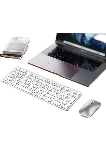 Klavye ve Fare Iki Parçalı Set Kablosuz Klavye ve Fare 2.4g Bluetooth Ultra Ince Sessiz Çift Modlu Iş Bilgisayarı Ofis Klavyesi (Yurt Dışından)
