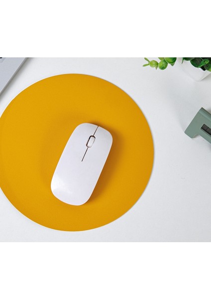 Küçük Taze Yuvarlak Deri Mouse Pad Küçük Düz Renk Taşınabilir Basit Deri Masa Pedi Bilgisayar Mouse Pad (Yurt Dışından)