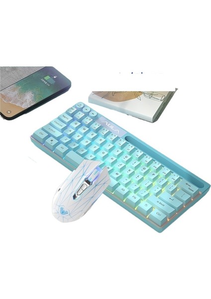 Aula Wolf Spider F3061 Mini Mekanik Hisli Klavye 61 Tuş Kablolu Rgb Masaüstü Dizüstü Tablet Taşınabilir (Yurt Dışından)