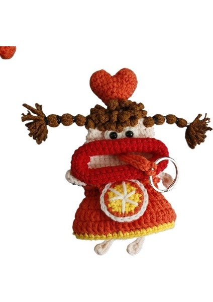 Karikatür El Dokuması Sosis Ağızlı Anahtar Çantası Yün Tığ Işi Çekmeli Anahtar Seti El Yapımı (Yurt Dışından)