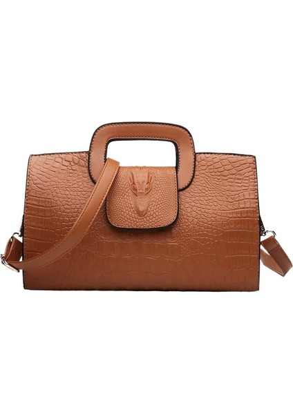 Kadın Çantası Yeni Timsah Desenli Clutch Moda Kabartmalı Çapraz Askılı Tek Omuz Çantası (Yurt Dışından)
