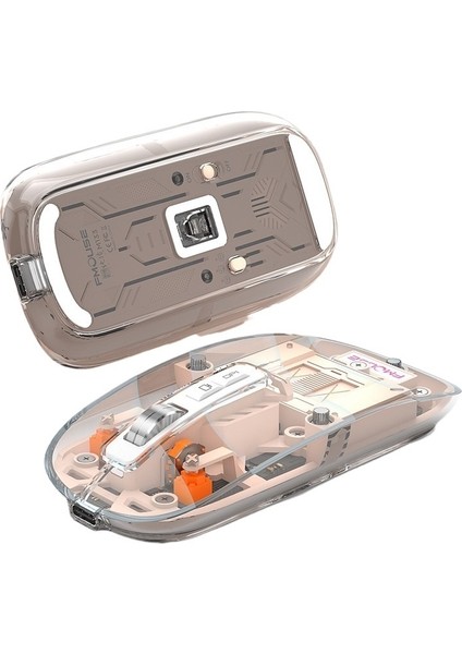 Kablosuz Şeffaf Oyun Faresi Bluetooth Sessiz Şarj Ofis Dizüstü Bilgisayarı (Yurt Dışından)