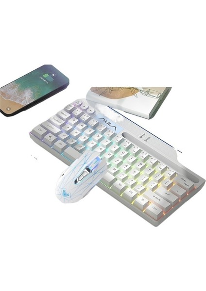 Aula Wolf Spider F3061 Mini Mekanik Hisli Klavye 61 Tuş Kablolu Rgb Masaüstü Dizüstü Tablet Taşınabilir (Yurt Dışından)