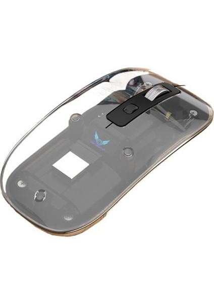 Kablosuz 2.4g Şeffaf Fare T7 4 Düğmeli Dpı Ayarlanabilir Manyetik Kapak Şarjlı Sessiz Fare (Yurt Dışından)