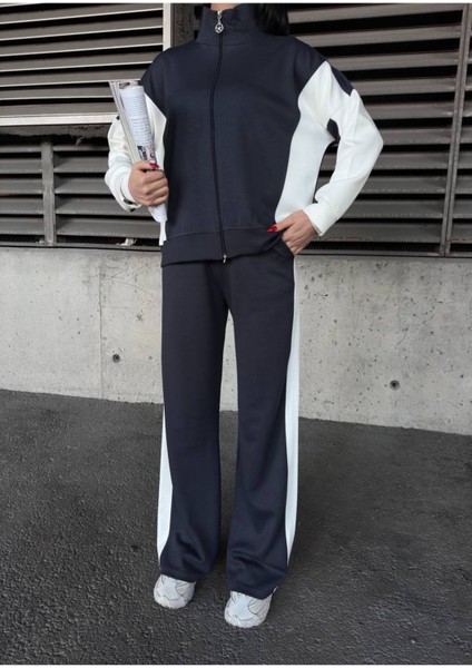 Oversize Garnili Fermuarlı Geniş Paça Modal Kumaş Eşofman Takım fiyatları