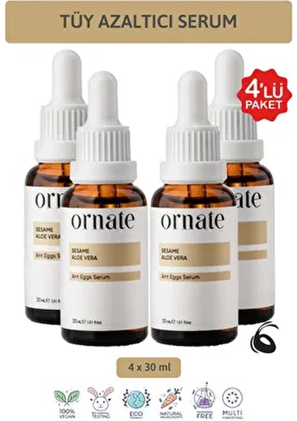 Karınca Yumurtası Yağı Tüy Azaltıcı ve Nemlendirici Serum 4'lü Süper Set 30ML