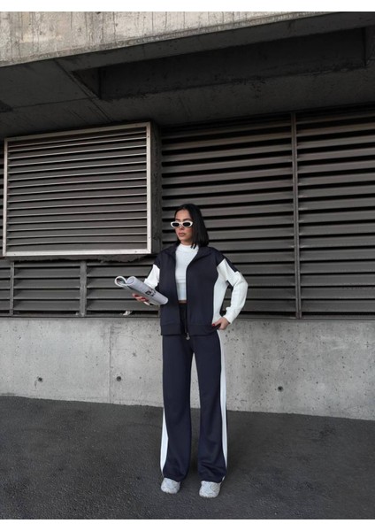 Oversize Garnili Fermuarlı Geniş Paça Modal Kumaş Eşofman Takım modelleri