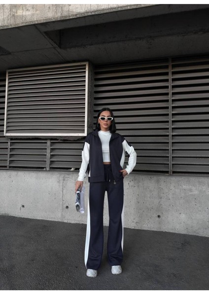 Oversize Garnili Fermuarlı Geniş Paça Modal Kumaş Eşofman Takım indirimleri