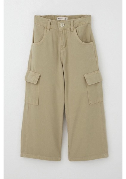 Kız Çocuk Gabardin Pantolon Kargo Cep Detaylı 5-14 Yaş, Haki Yeşil modelleri