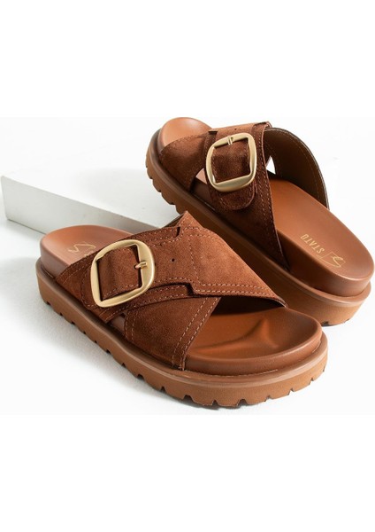 Tekstil-Nappa Hafif Comfort Kadın Taba Terlik 25Y-1481 fırsatları