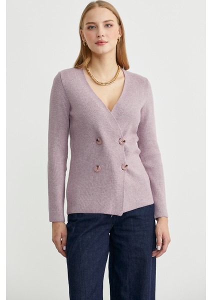 Maskülen Kruvaze Triko Ceket - Gül fiyatları