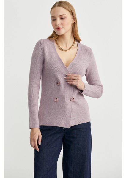 Maskülen Kruvaze Triko Ceket - Gül modelleri