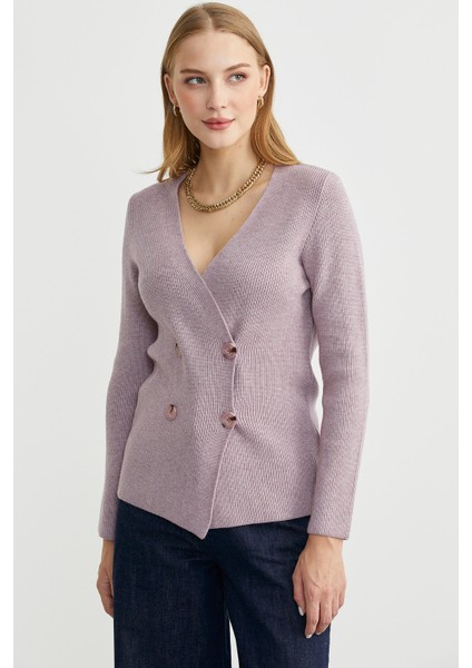 Maskülen Kruvaze Triko Ceket - Gül fırsatları