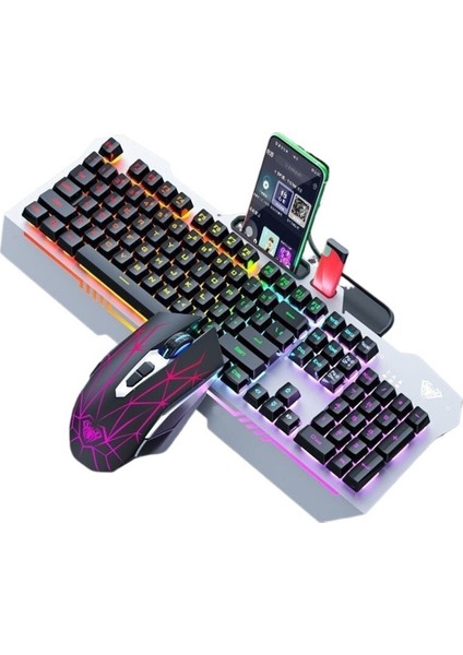 Wolf Spider F3010 Mekanik Hisli Oyun Klavyesi ve Fare Seti Kablolu Oyun Dizüstü Bilgisayar Ofis Üç Parçalı (Yurt Dışından)