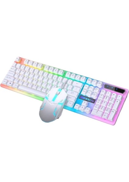 Klavye, Fare ve Fare Altlığı Üç Parçalı Set Mekanik Hissiyat Kablolu Klavye ve Fare Aydınlatmalı Set Oyun E-Spor Bilgisayar Çevre Birimleri Aksesuarları (Yurt Dışından)