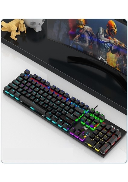 Wolf Spider S2022 Karışık Açık Mavi Eksen Mekanik Klavye USB Internet Kafe Özel Oyun Klavyesi (Yurt Dışından)