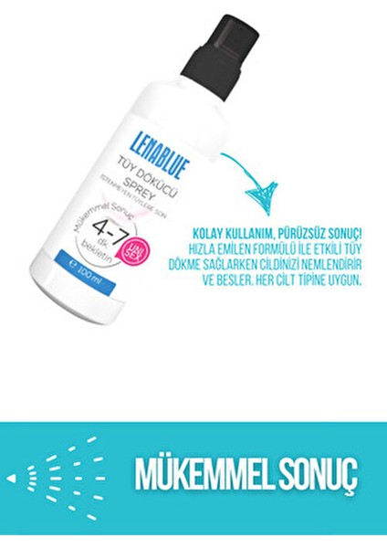 Tüy Dökücü ve Tüy Azaltıcı Tüy Alma Krem Tüm Cilt Tipleri Için Epilasyon Sprey 100 ml (Unisex) fiyatları