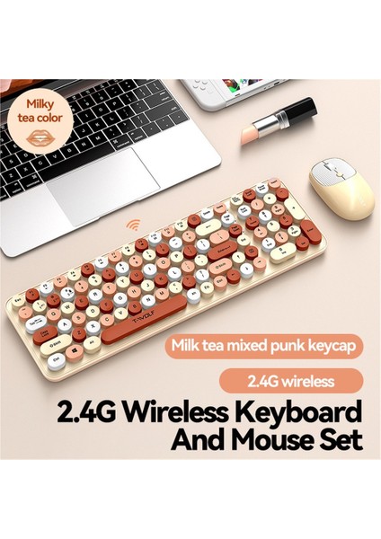 Yeni T-Wolf Thunder Wolf TF350 Kablosuz Klavye ve Fare Seti USB Ofis Çift Yazım Yuvarlak Tuş Takımı Klavye Punk (Yurt Dışından)