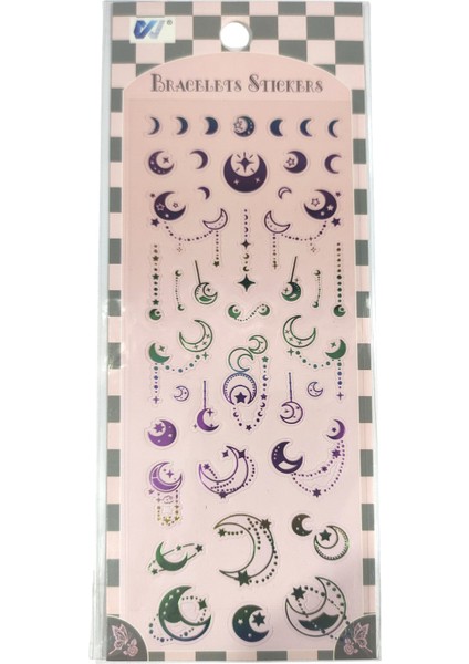 Şeffaf Renkli Sticker 7X17 cm - Ay Yıldız Tarot